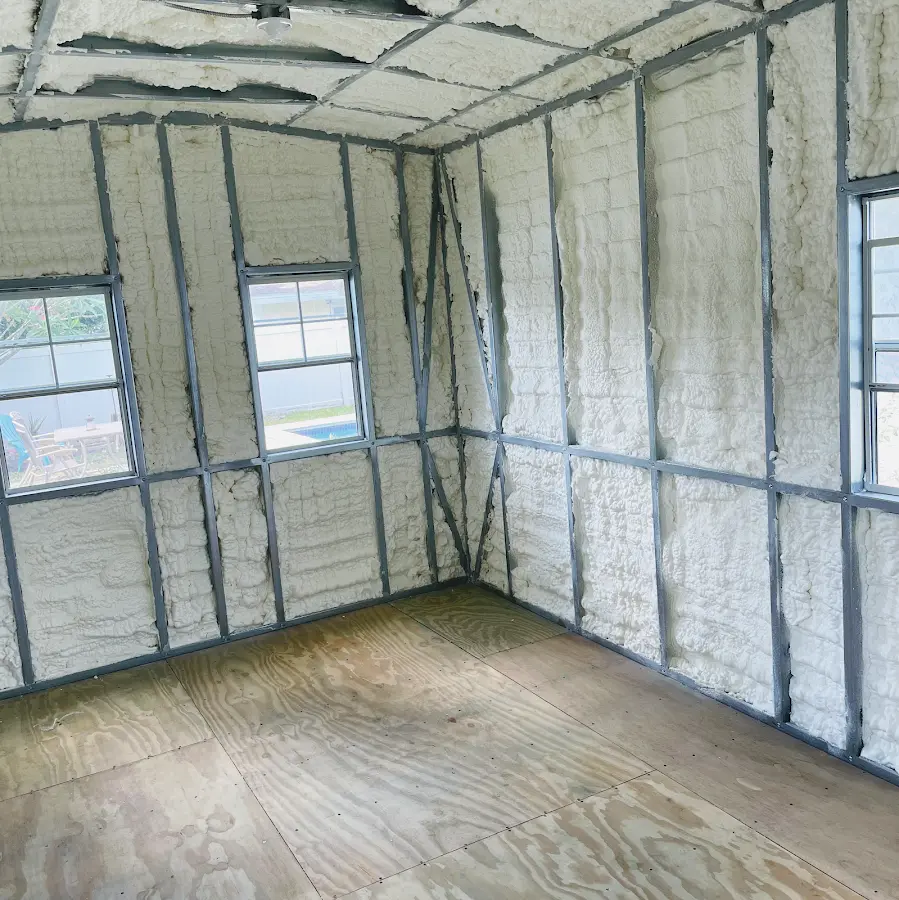 Closed-cell spray foam insulation applied to wall cavities in a residential project in Oakland